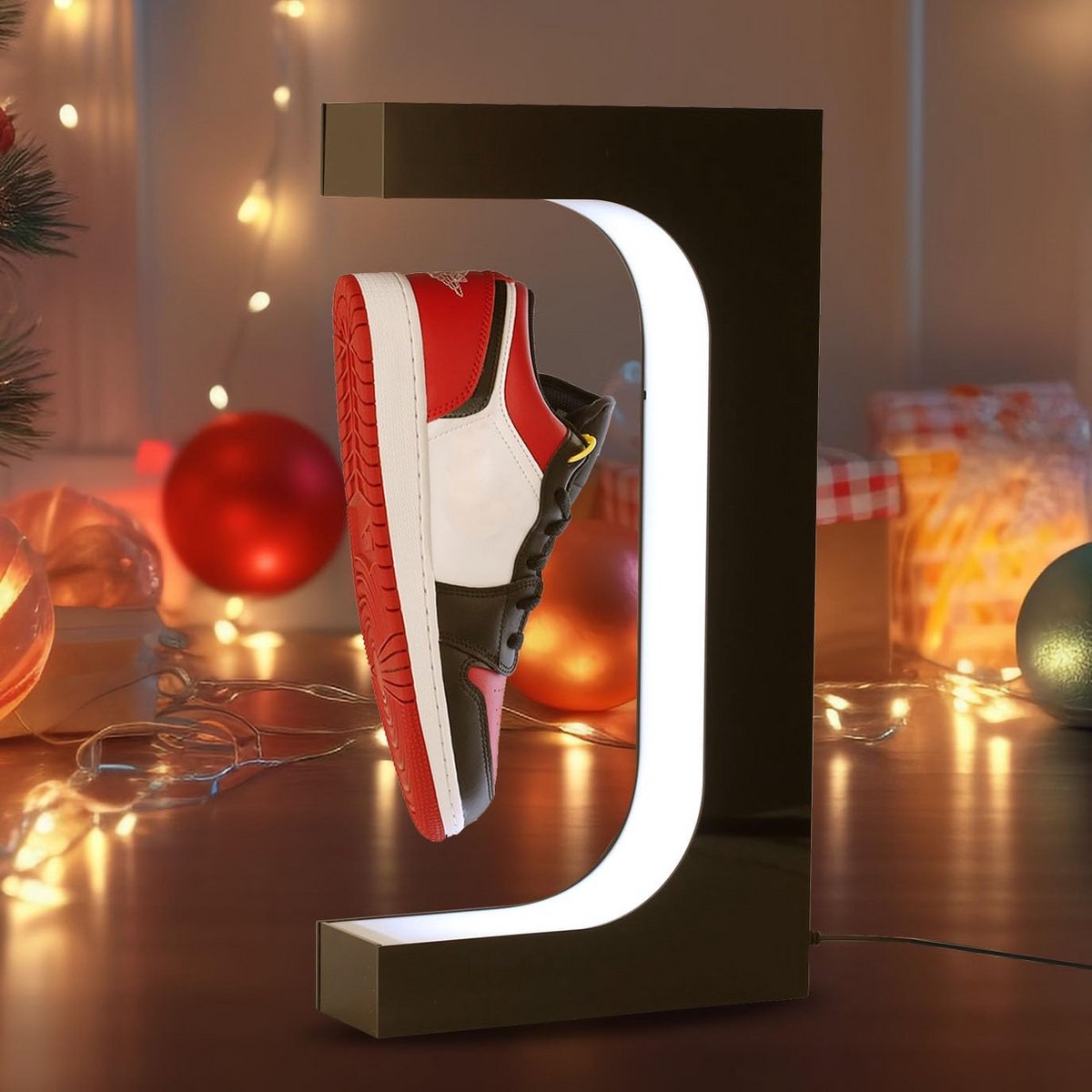 Zwevende Magnetische Schoenenstandaard met LED Licht en Rotatie Weergave