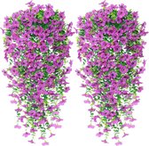 Hangende kunstbloemen, 4 stuks, echte kunstbloemen, 76 cm lang, kunstbloemen, outdoor, weerbestendig, kunstplanten, uv-bestendig, voor buiten, tuin, balkon, bruiloftsdecoratie (paars)