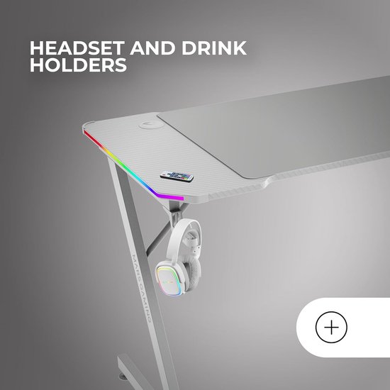 Ergonomische Gaming Bureau met ARGB LED Verlichting en XXL Muisoptrek van Merkloos — afbeelding 4