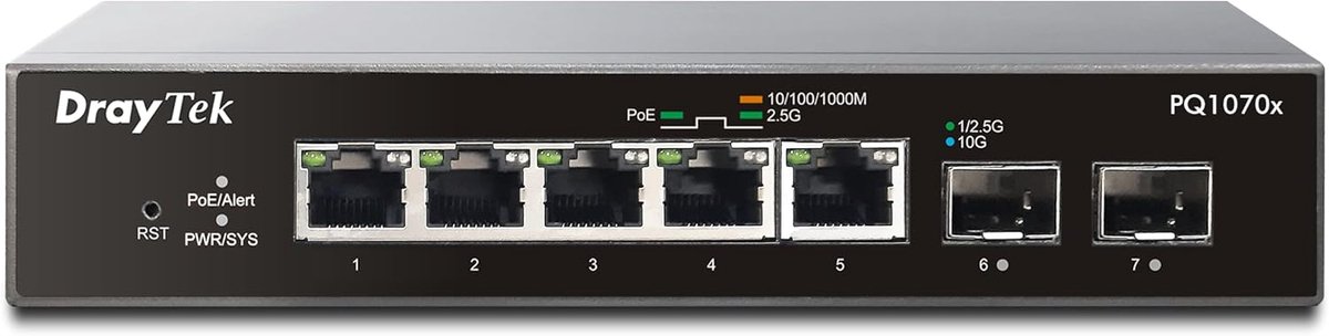 Netwerk Switch - PoE Switch - Zakelijk Netwerk - 2.5GbE Poorten - 7 Poorten