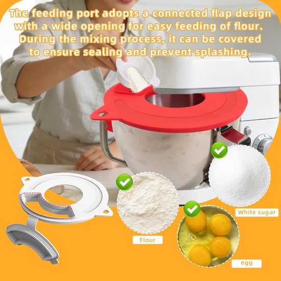 Mixer Accessoires Set - Spatdeksel Maatbeker - Keuken Schoonhouden - Veilig Siliconen Materiaal - 5x11x5cm Kom - Wit — afbeelding 3