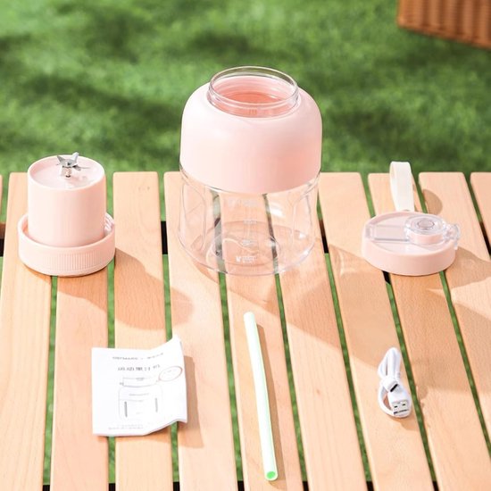Oplaadbare Blender - Draagbare Juicer - Gezond Ontbijt - 18 Seconden Sappen - 12 x 12 x 24 cm - Roze — afbeelding 2