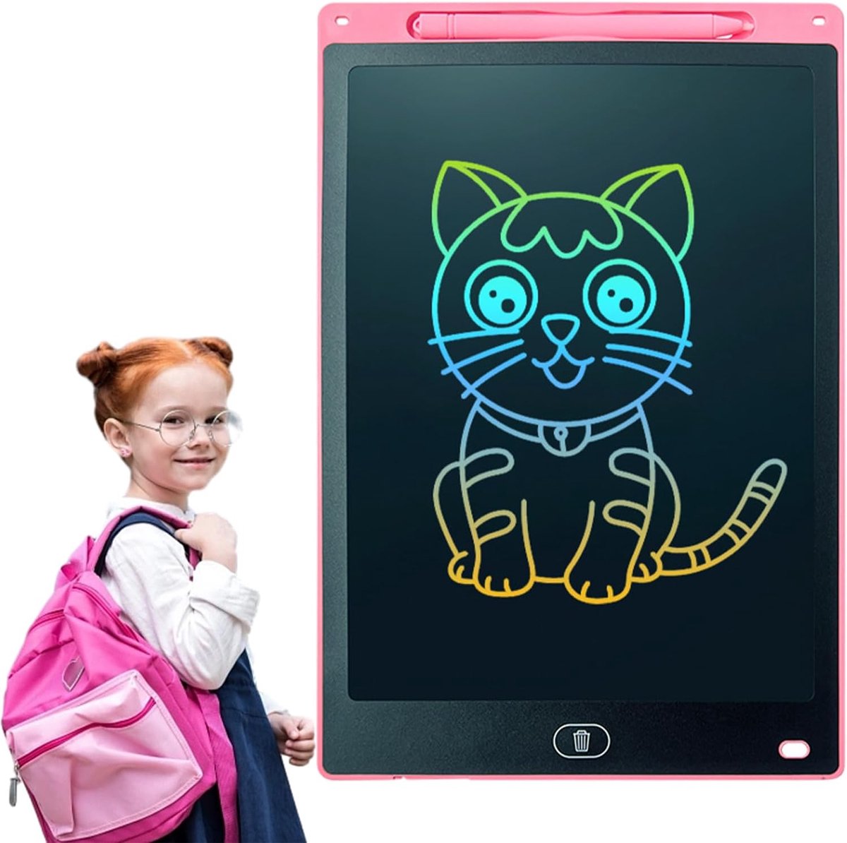 LCD Tekenblok - Krabbelbord Tablet - Creatief Tekenen - Uitwisbaar Scherm - 8.5 Inch - Lichtroze