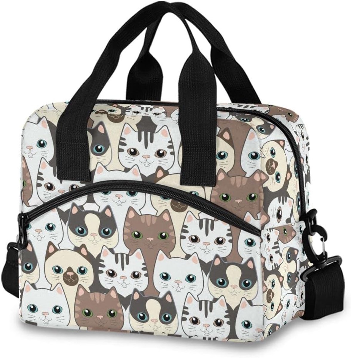 Lunchtas Katten Print - Koeltas Lunchbox - Eten Meenemen - Grote Capaciteit - 29 x 18 x 24 cm