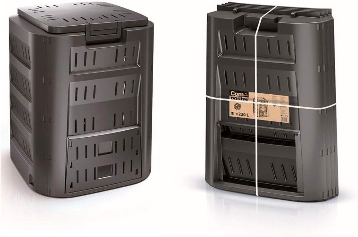 Compostbak 380l - Composteerbak Tuinafval - Compost Maken - Grote Capaciteit - 72x72x83cm - Zwart