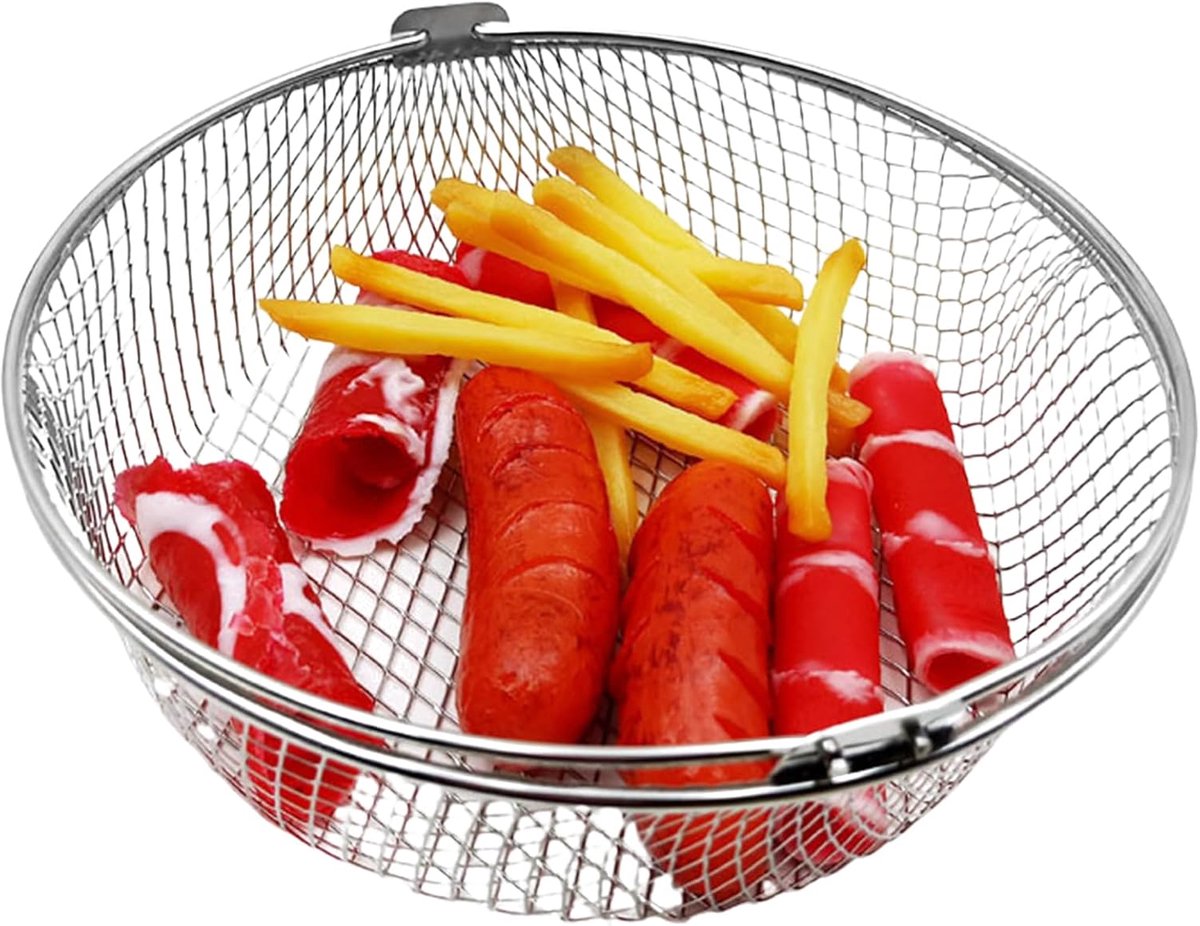 Airfryer Mandenrek Ronde Friteuse Mand Voedsel Stomen Grillen Verwarmt Van Alle Kanten Diameter 21cm Hoogte 6cm