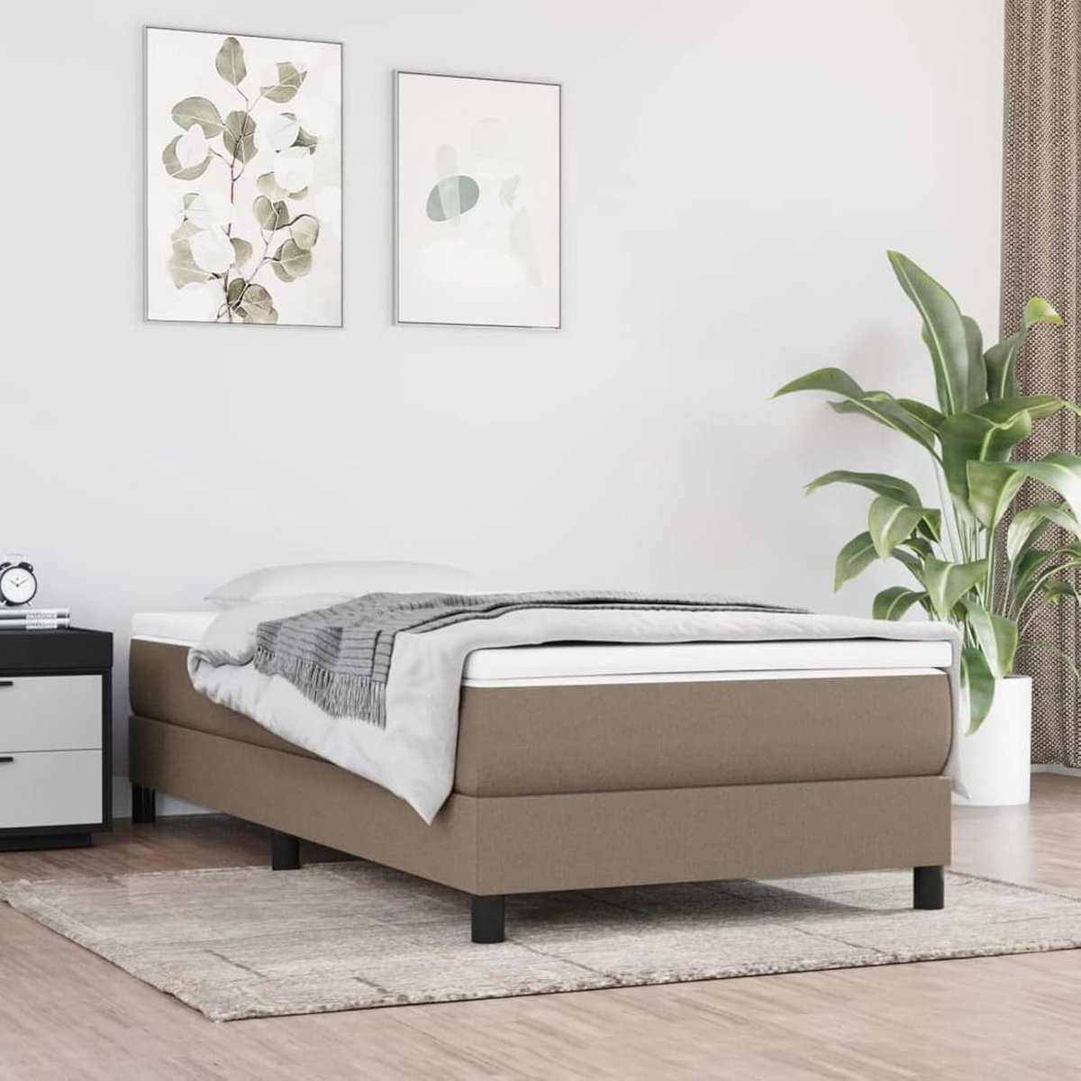 Boxspring Bedframe - Slaapmeubel Stof - Rustgevende Slaap - Robuuste Lattenbodem - 90 x 20