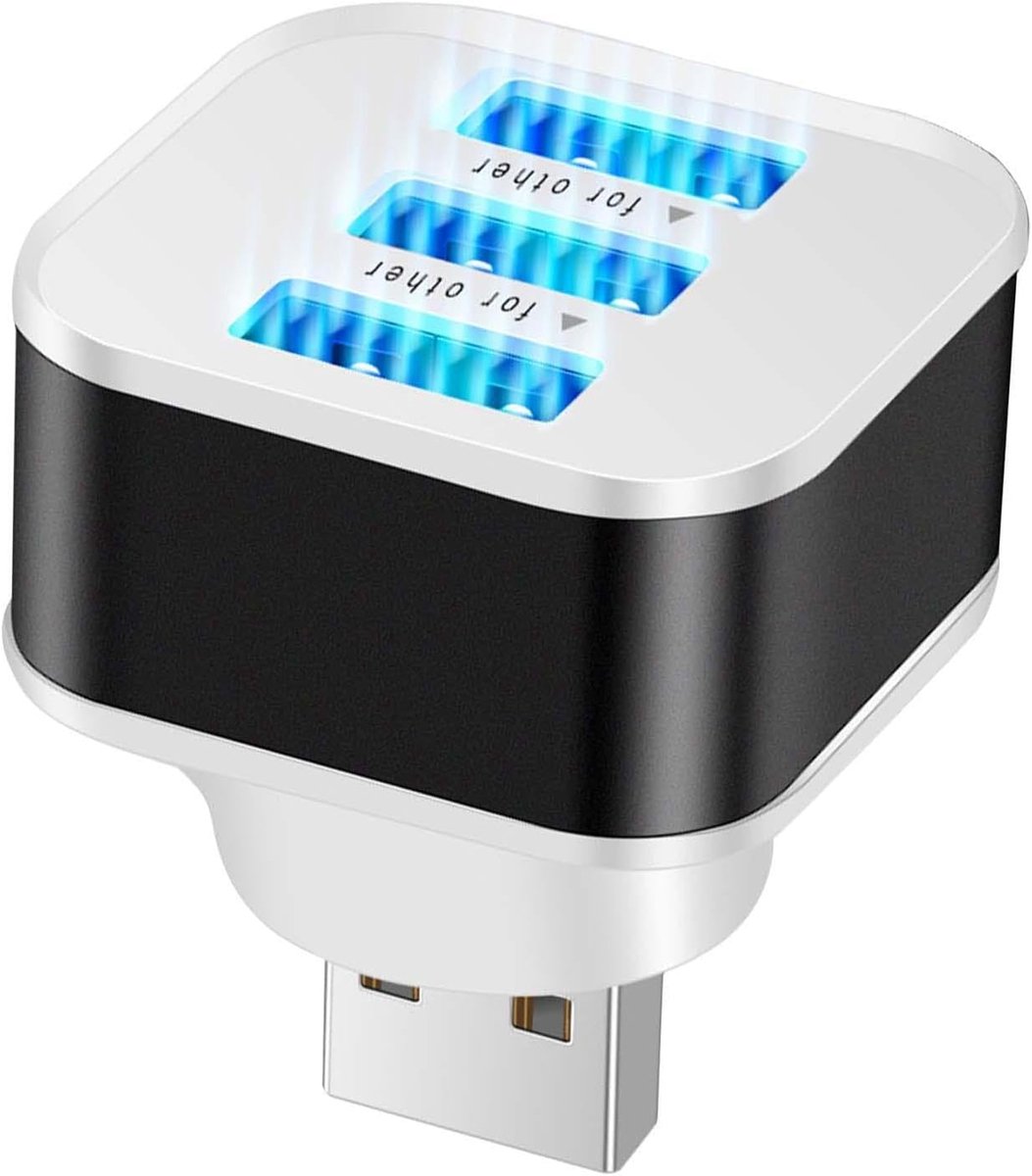 USB Verdeler Laptop - Hub Extensie - Meerdere Apparaten - Hoge Snelheid Transfer - 3x3x3.5cm - Goud Zwart Zilver Blauw