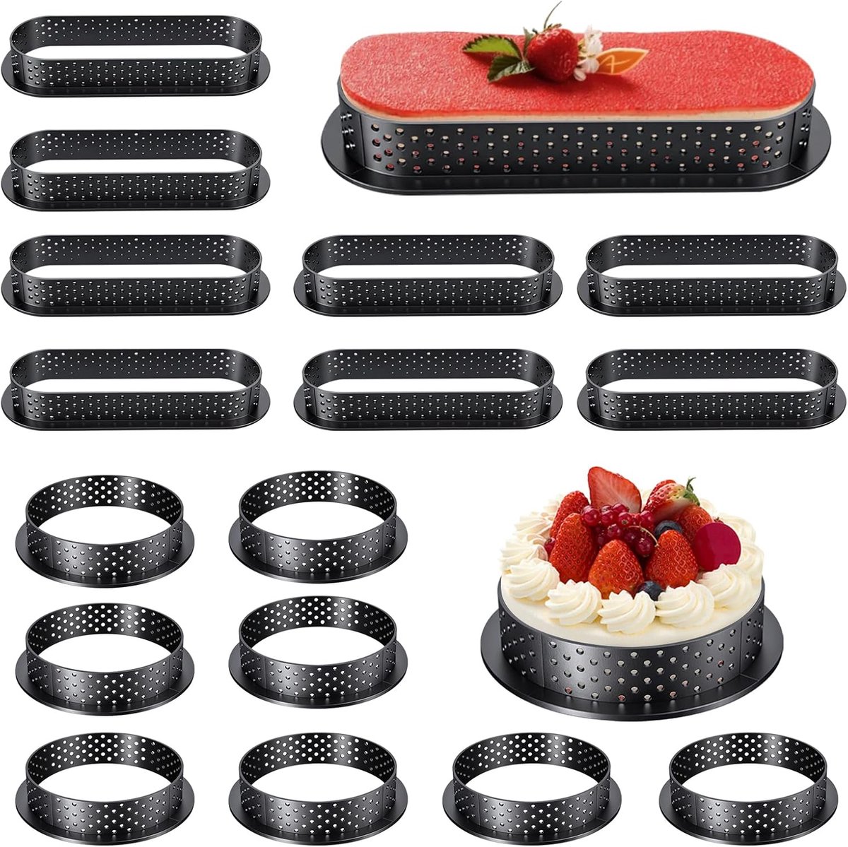 Tartelette Vormpjes - Dessert Ringen - Bakken & Desserts - Geperforeerd Ontwerp - Ovaal & Rond