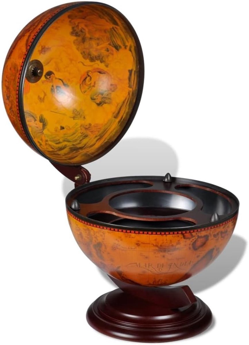 Wereldbol Bar - Draaiende Minibar - Dranken Presenteren - Antieke Kaarten Decoratie - 38x33x48 cm