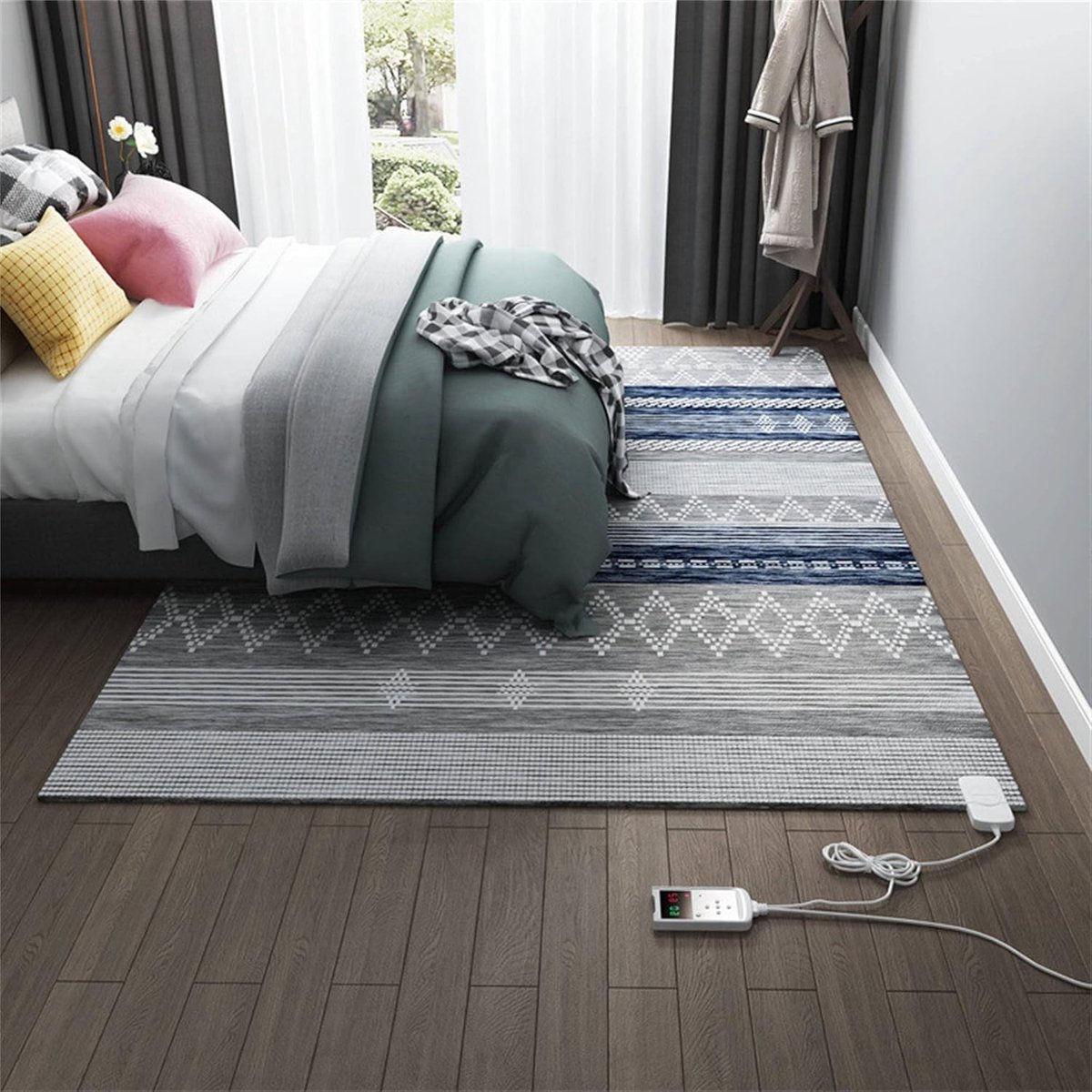 Elektrisch Vloerkleed - Verwarmde Mat - Woonruimte Verwarmen - Waterdicht Vlamvertragend - 105x190 cm - Zwart Wit