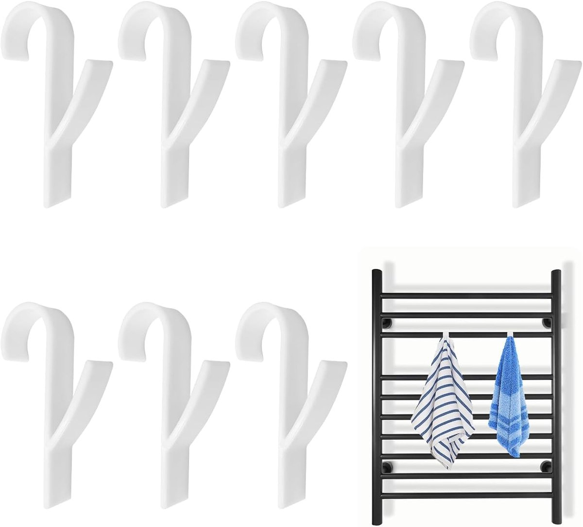 Handdoekhaken - Radiator Haken - Ruimte Organiseren - Zonder Boren Installatie - 8 Stuks -