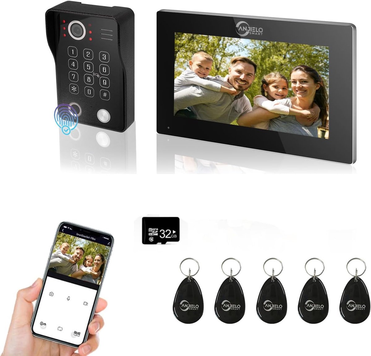 Video Deurtelefoon Systeem - Appartement Intercom - Veilig Thuis - 7 Inch Touch Monitor - 22 x 16 cm - Zwart
