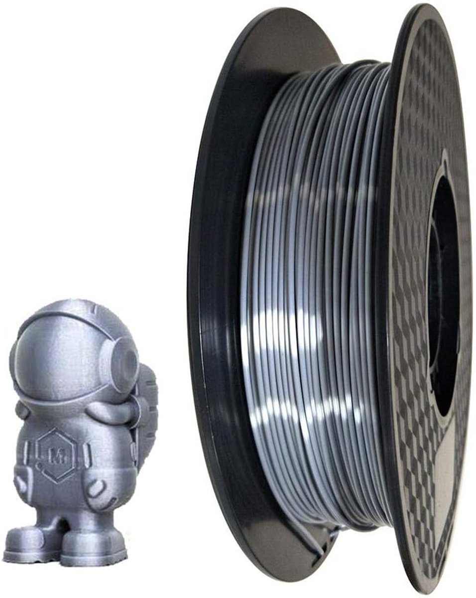 3D Printer Filament - Glanzende Zijde - Modelbouw - Metaalachtige Afwerking - 1.75mm 500g - Zilver