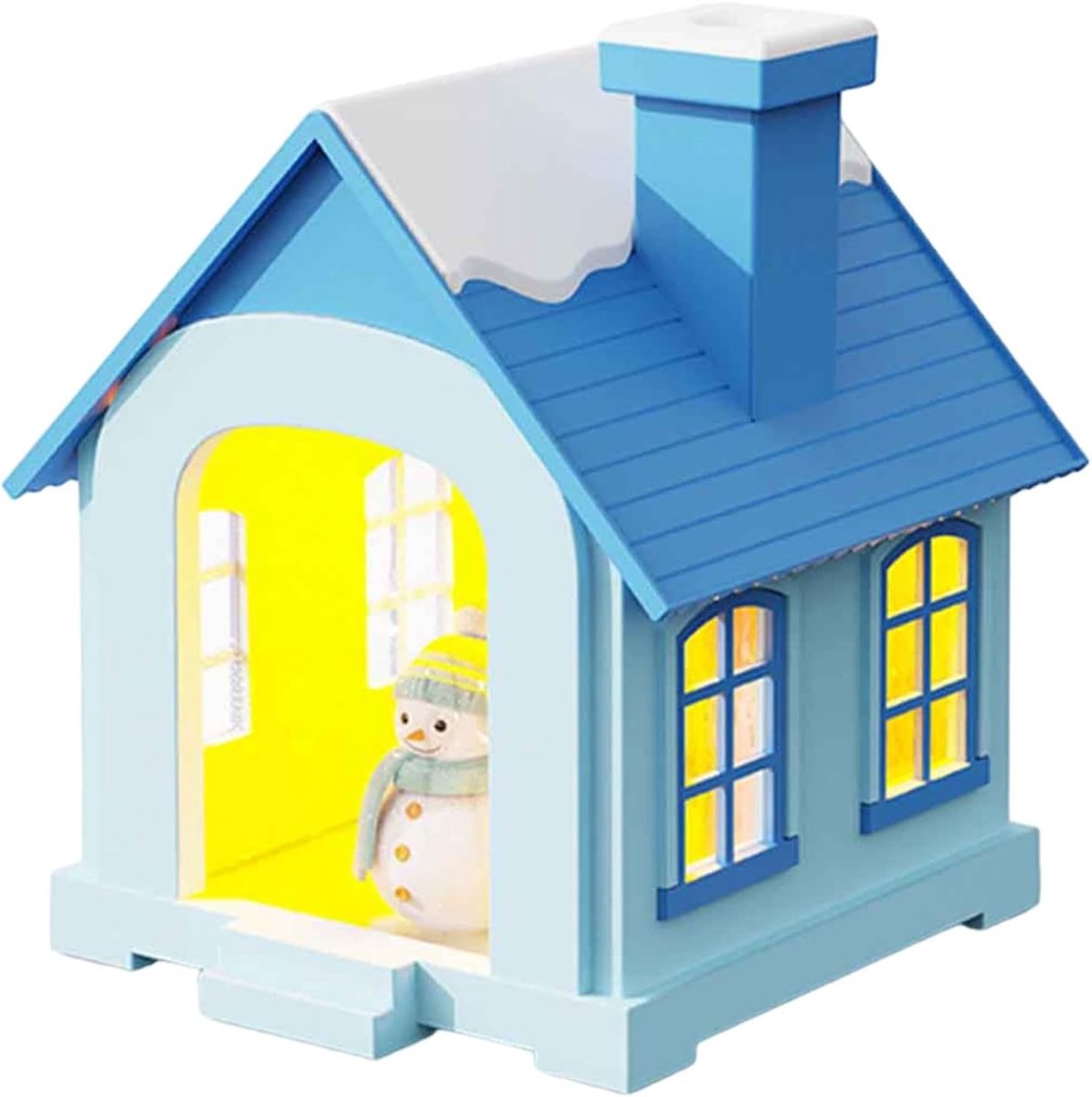 Huisvorm Luchtbevochtiger - Desktop Vernevelaar - Slaapkamer Comfort - Geïntegreerd Nachtlampje - 14.5cm Hoog - Blauw