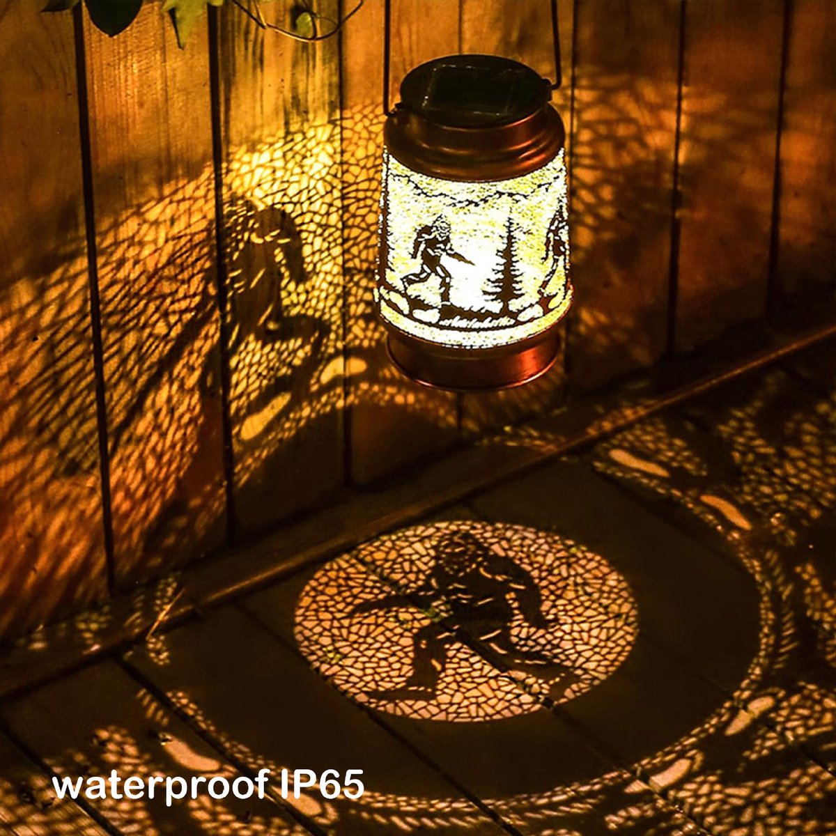 Metalen LED Sfeerverlichting voor Tuin, Patio, Portiek en Balkon Decoratie - Decoratieve lantaarns op zonne-energie - Monster van Bigfoot, model B