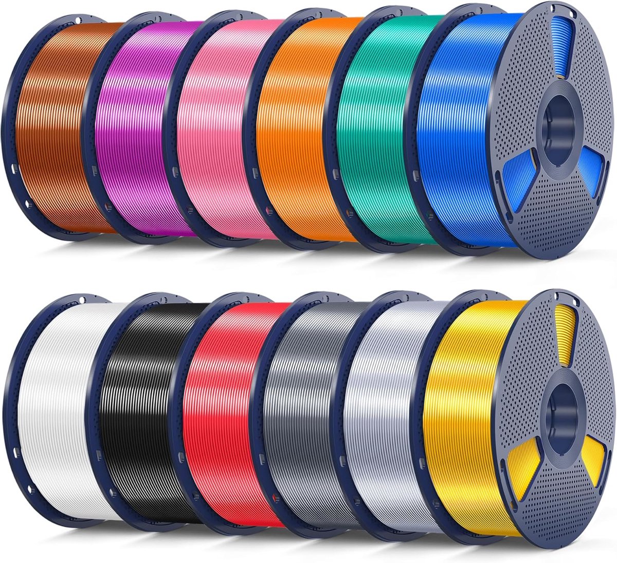 Zijde PLA+ Filament - Glanzend 3D Print Materiaal - 3D Modellen Printen - Zijdezacht Oppervlak - 12x 1kg Spoelen
