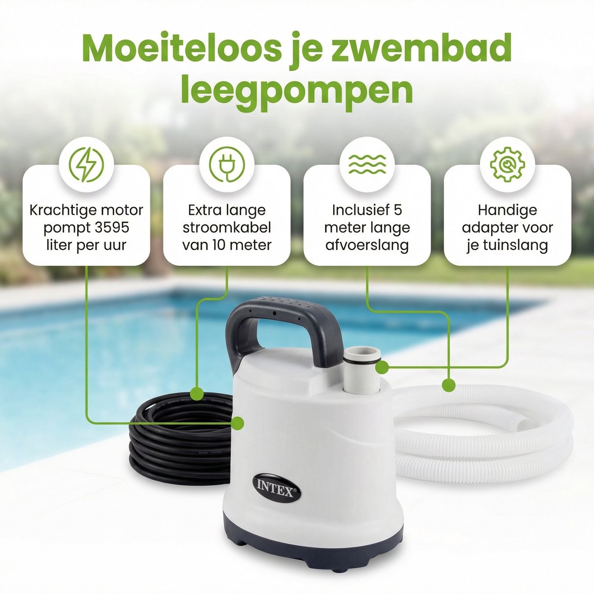 Intex Dompelpomp - 3595 liter per uur - 28606 - Zwembad Leegpompen - Waterpomp Zwembad - Dompelpomp Zwembad - Waterafvoer Zwembad - Zwembad Onderhoud – foto 4