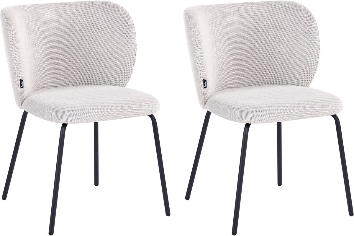 CALERA - Eetkamerstoel set van 2 - Gebroken wit - Polyester
