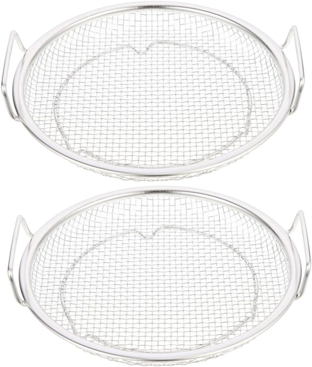 Frietmandjes Set - Keukenmandjes - Snack Bereiding - Dubbele Stuks - 23cm Doorsnee - Zilver