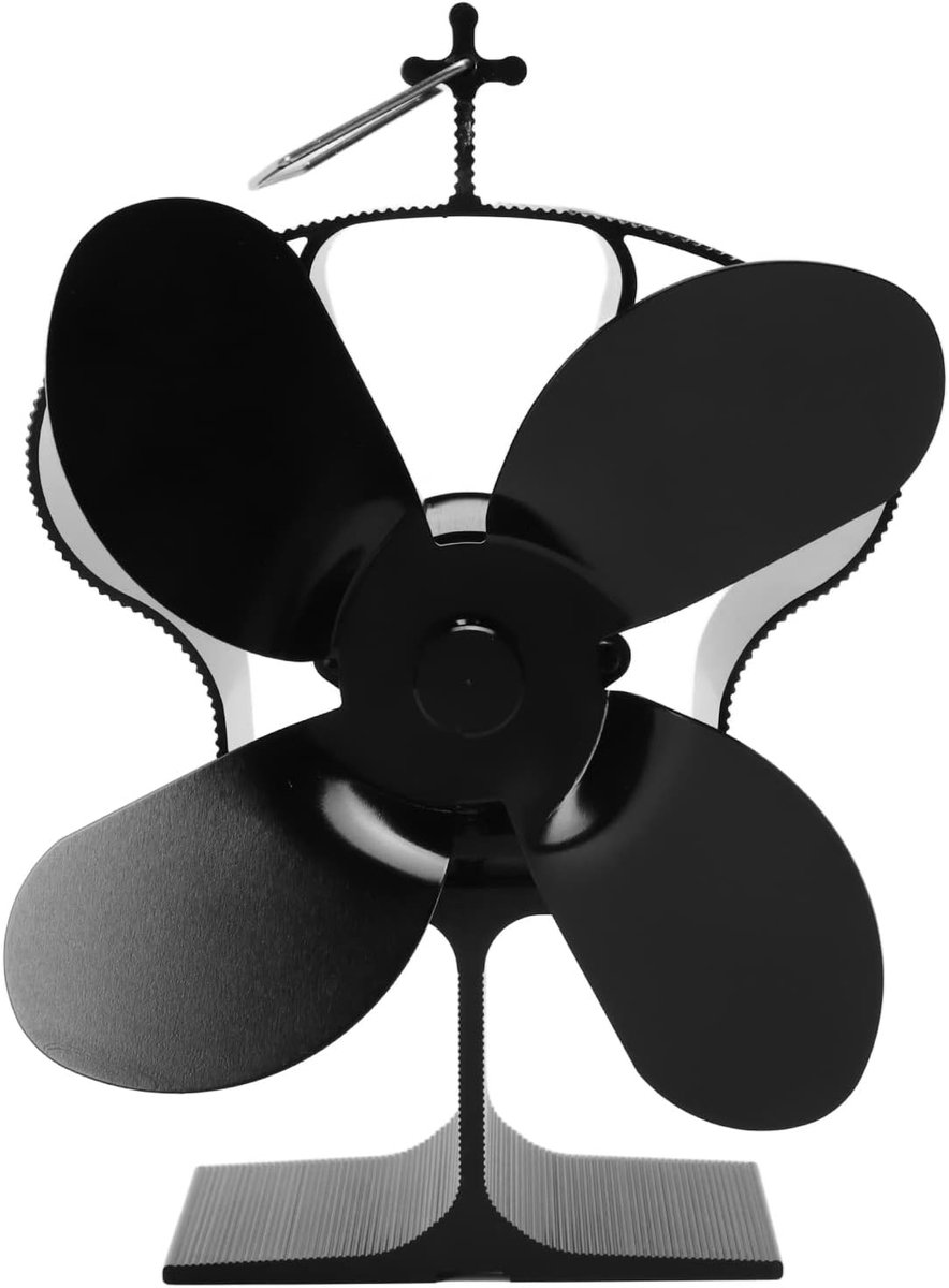 Kachelventilator - Warmte aangedreven - Open haard - Zelfstartend - 19x18x10 cm - Zwart