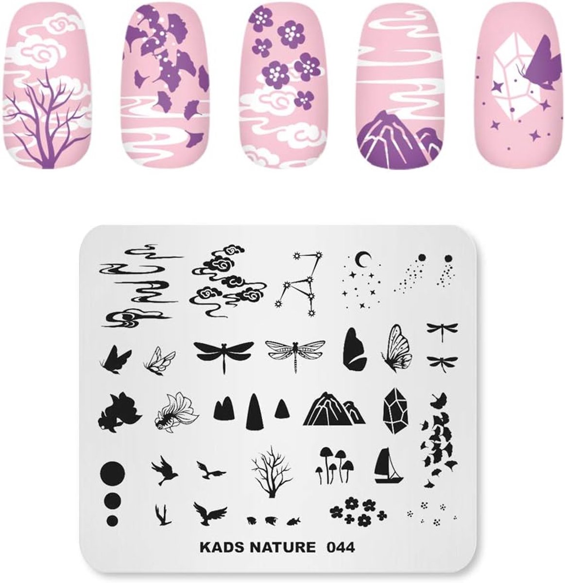 Nagelkunst Stempelplaat - Natuur Sjabloon - DIY Decoratie - Roestvrij Staal - 7x8 cm - NA044