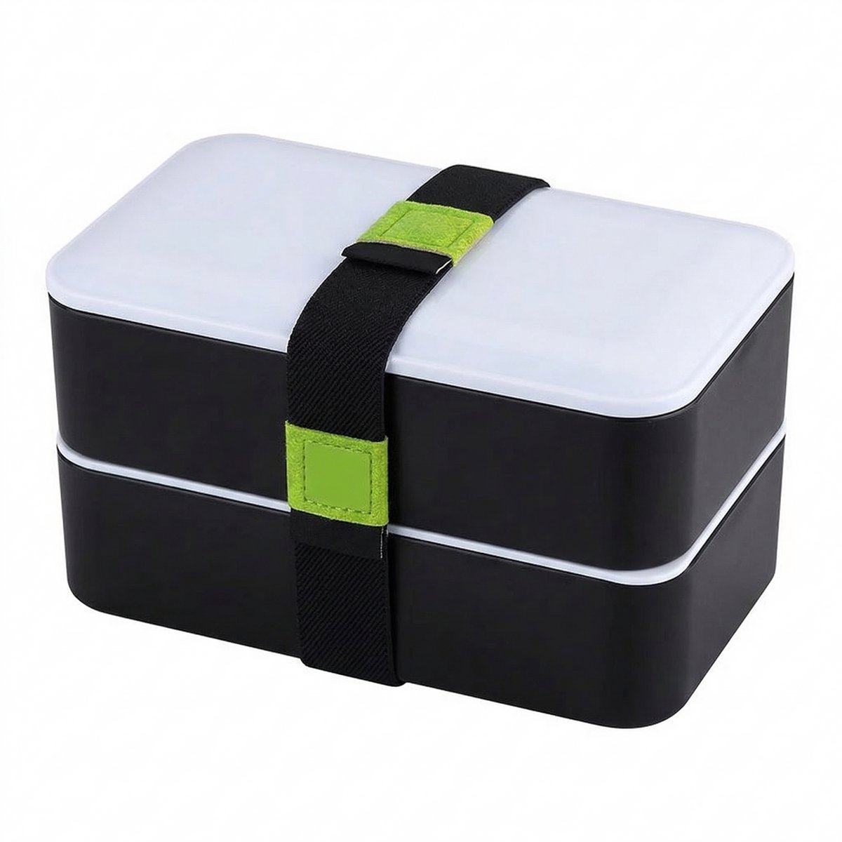 Lomera Lunchbox met Bestek - Lunchbox 2 Laags - Bento Box - Lunchbox met Vakjes - Lunchbox Volwassenen - Lunchbox Kinderen - Broodtrommel met Bestek - Broodtrommel 2 Laags - Zwarte Lunchbox