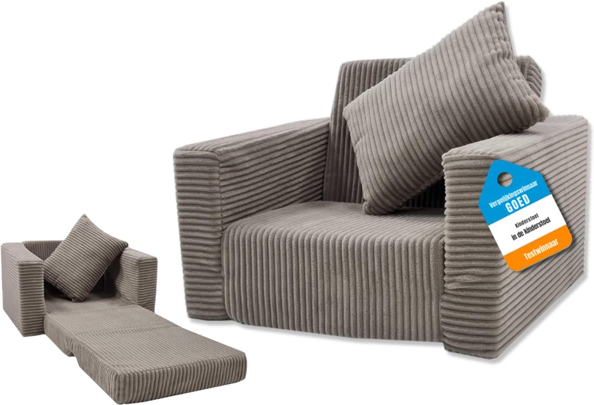 SVN® Kindersofa - Zitzak - Kinderstoel - Beige - 100cm x 50cm x 40cm