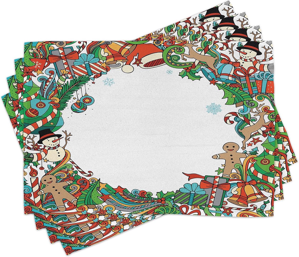 Placemat Set - Tafelmatten - Eettafel Decoratie - Wasbaar Stof - Veelkleurig