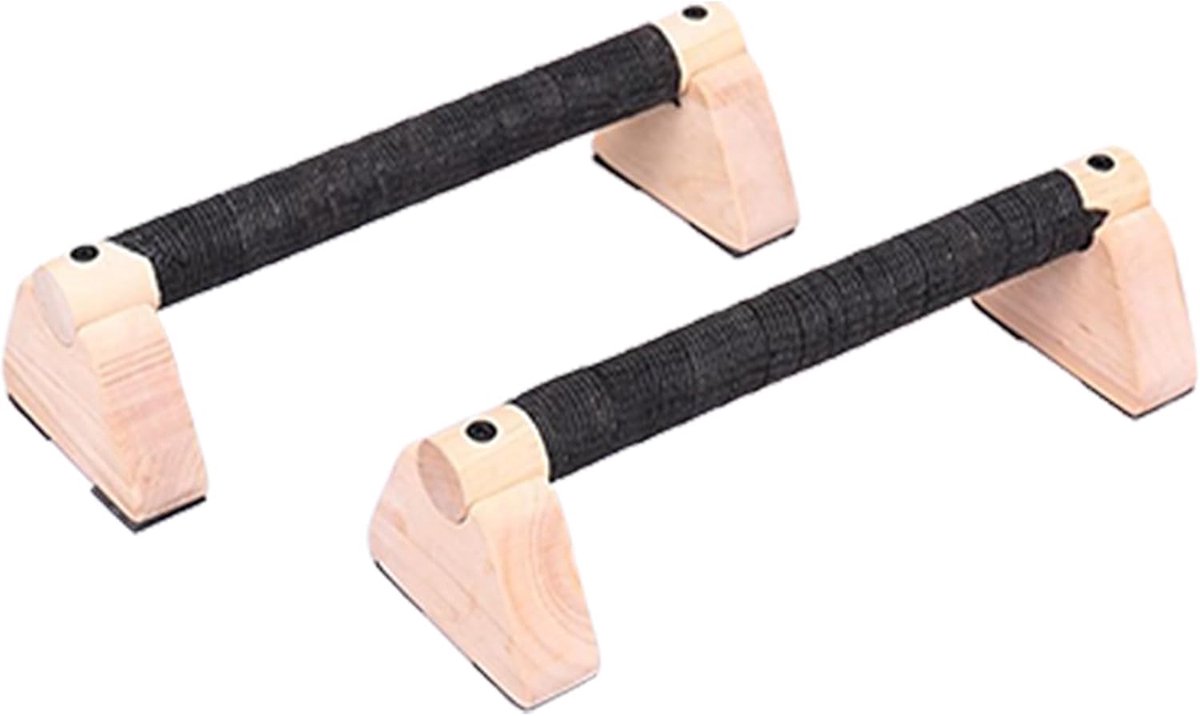 Opdruksteunen - Handgrepen Fitness - Kracht Training - Ergonomische Houten Grepen - 30 cm Lengte