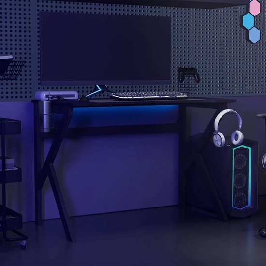 Gaming bureau - Computer tafel - Optimaal gamen - K-frame stabiliteit - 110 x 60 x 75 cm - Zwart rood — afbeelding 2