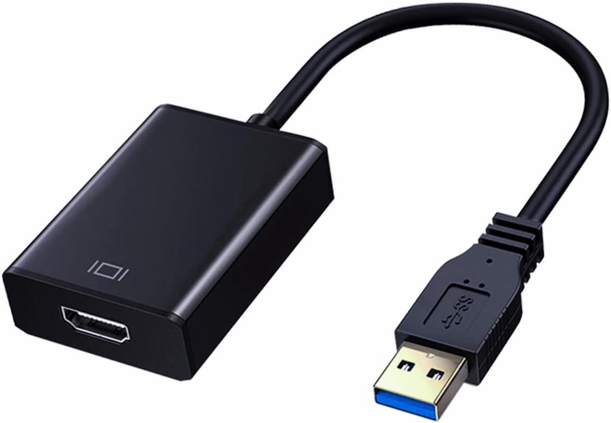USB naar HDMI Adapter - HD Converter - Extra Scherm - Breid Werkruimte Uit - 19x11x1.8 cm - Zwart