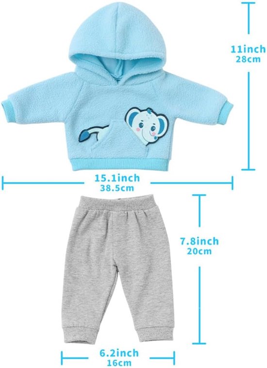 Poppenkleding Set - Poppenkleding - Poppen aankleden - Set van 2 - 43-46 cm - Lichtblauw — afbeelding 5