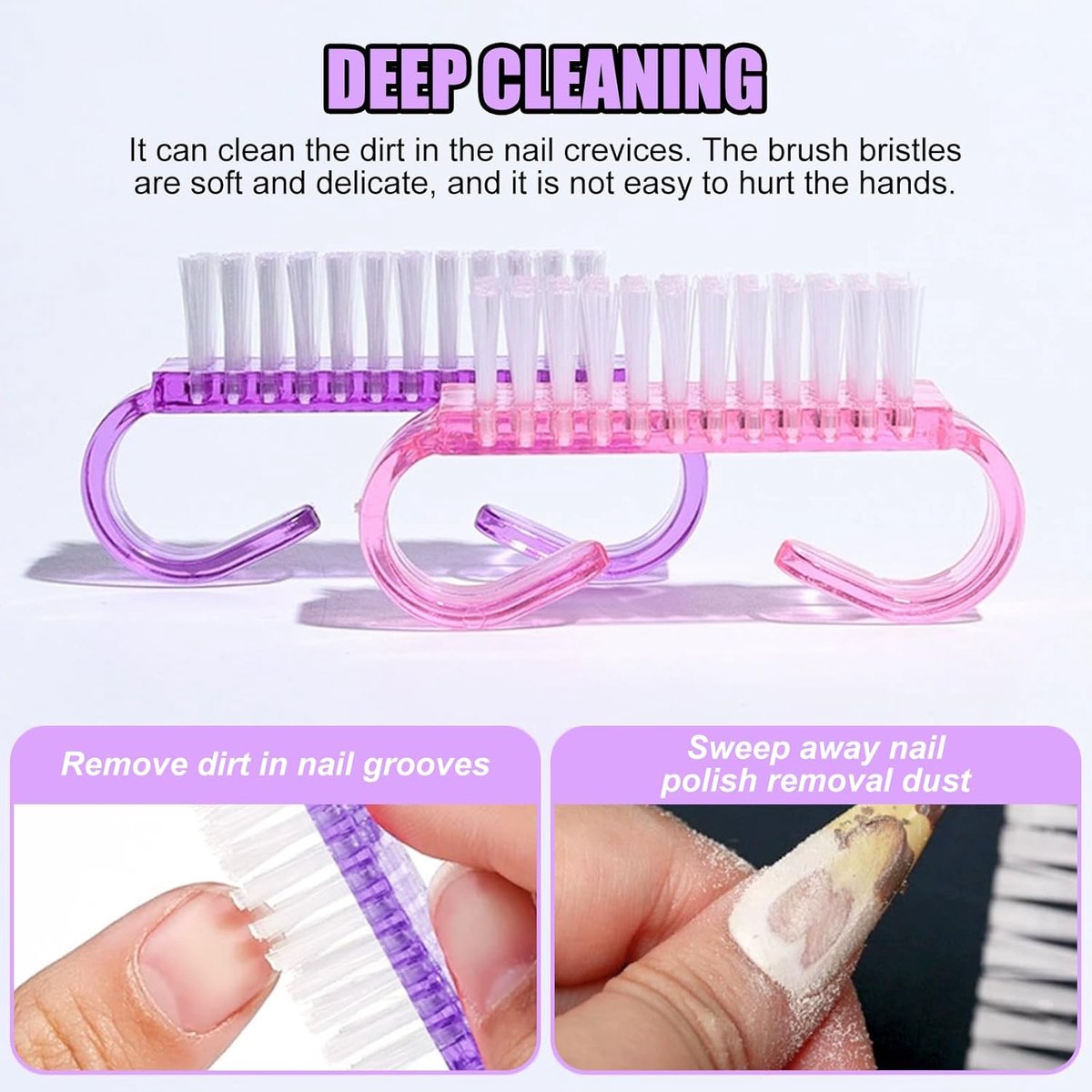 Nagelborstels Set - Handwas Borstels - Hygiënische Reiniging - Compact Ontwerp - 64 mm Lengte