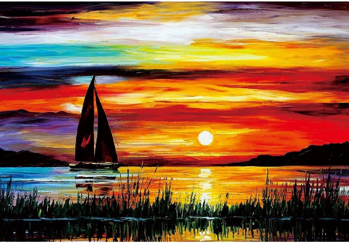 Houten Puzzel - 1000 Stukjes - Ontspanning Thuis - Hoge Kwaliteit Lindenhout - 75x50cm - Zonsopgang Kleuren