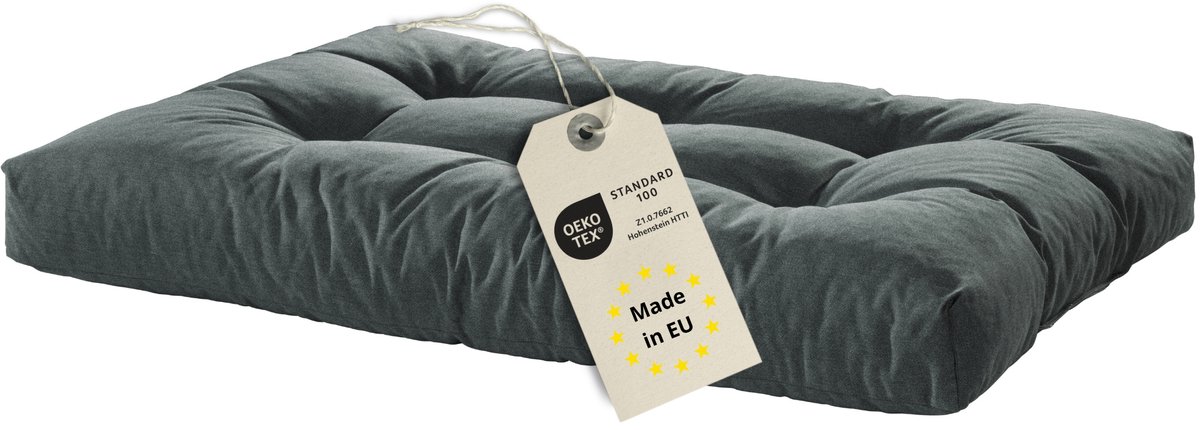 Bodyprotect zitkussen voor pallets - palletkussen 120x80 cm - palletkussens buiten & binnen - te gebruiken als zitkussen of pallet-zitkussen - Made in EU - 120 x 80 x 12 cm - donkergrijs