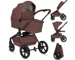 Lionelo Freya 2in1 Kinderwagen – Reiswieg & Wandelwagen – Vanaf Geboorte tot 22 kg – Premium Buggy - PU-Wielen met Vering – Voor- & Achterwaarts Zitje – UPF50+ Kap – Compleet Accessoiresysteem