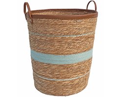 Lavandoux - Wasmand - Zeegras - Naturel en Blauw - S: Ø36 x H40 cm