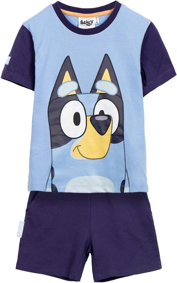 Bluey Kledingset Jongens – T-Shirt en Short Blauw Paars – Zomerset – Officieel Gelicenseerd