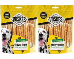 Voskes Hondensnack Rawhide Sticks Kip - 2 x 400 gr - Voordeelverpakking