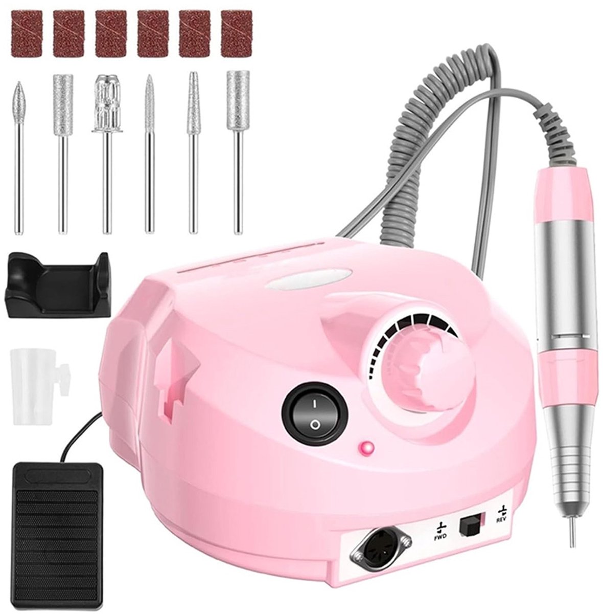Elektrische Nagelvijl - Nagelfrees - Manicure & Pedicure Set - 6 Bitjes - Draadloos & Oplaadbaar - 30.000RPM - Hand & Voetbediening - Roze