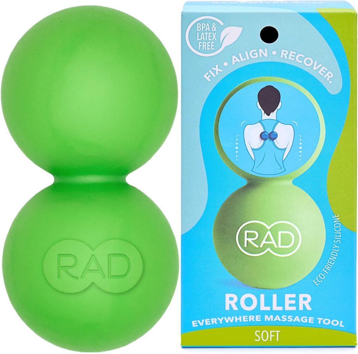 Dubbele Massagebal - Triggerpoint Bal - Spierherstel Fitness - Zachte Aanraking - 12 cm - Groen