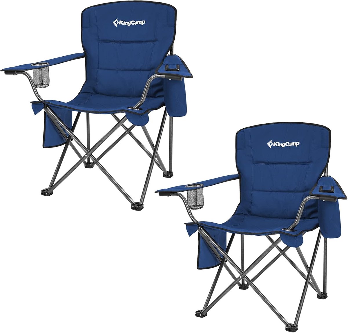 Campingstoel met koeltas - Klapstoel buiten - Ontspannen in de tuin - Ingebouwde koeler - Capaciteit 136 kg - Blauw