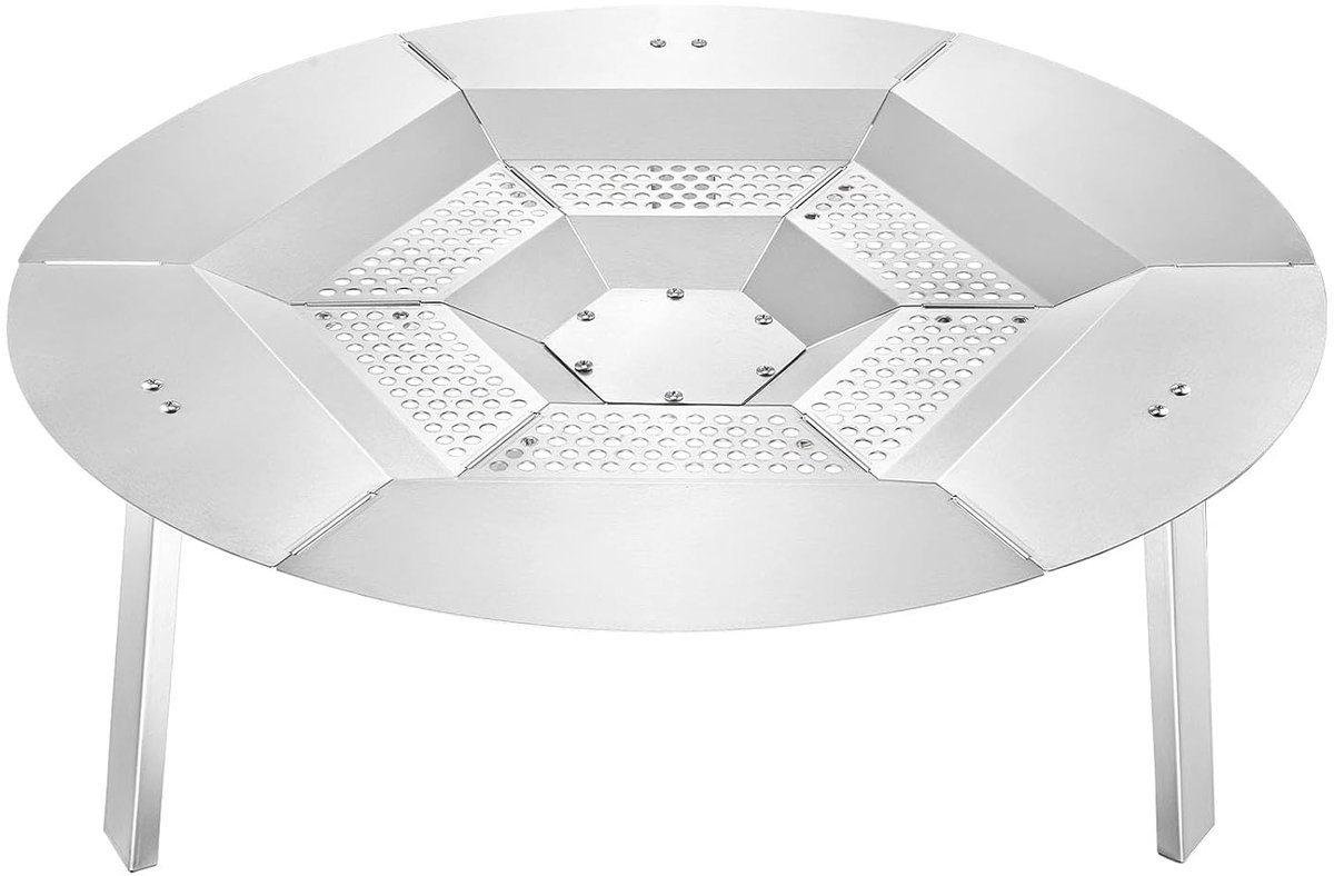 Vuurschaal Warmteverdeler - Rond Hitteschild voor Kampvuur - Ø 68,5 cm, Hoogte 25,4 cm - RVS 304 - Afneembare Branderafdekking - Voor Houtgestookte Vuurkorf