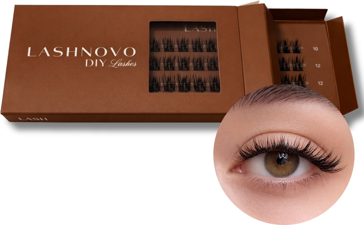 Bol.com Lashnovo - Lyra - DIY Cluster Lashes - 10 & 12 & 14 mm - Wimperextensions - Nepwimpers - Wimpers aanbieding