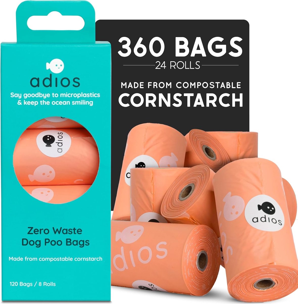 Hondenpoepzakjes - Milieuvriendelijk Afval - Dierenwelzijn Buiten - Gecertificeerd Composteerbaar - 360 Stuks - Koraalroze