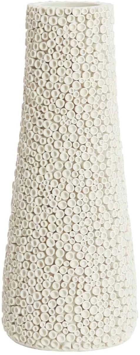 Light & Living Vaas Olvera - Wit - Ø21x49cm - Plastic - Modern,Luxe - Bloemenvaas - Woondecoratie - Decoratieve vaas voor woonkamer of slaapkamer