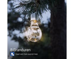 RexTech Solar hanglamp voor buiten 'Eddy' - Set van 8 stuks - Vintage gloeilamp look - Warm wit licht - Tuinverlichting - Buitenlampen op zonne-energie