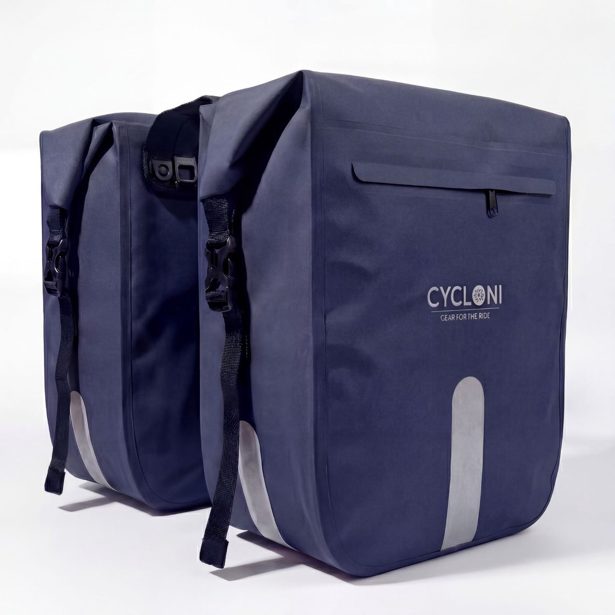 Cycloni FLOW 48L Dubbele Fietstas - 100% Waterdicht Fietszakken - Moderne Design voor Electrische Fiets - Voor Dames en Heren - Blauw