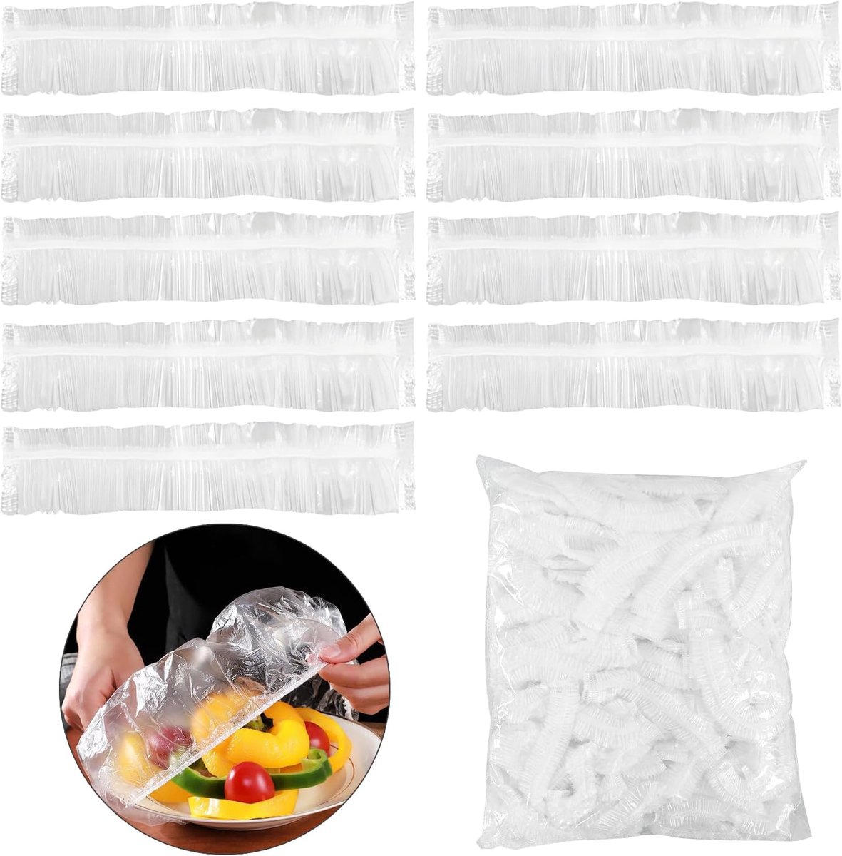 Voedselhoezen - Plastic Deksel - Voedsel Bewaren - Elastische Band - 20-35 cm
